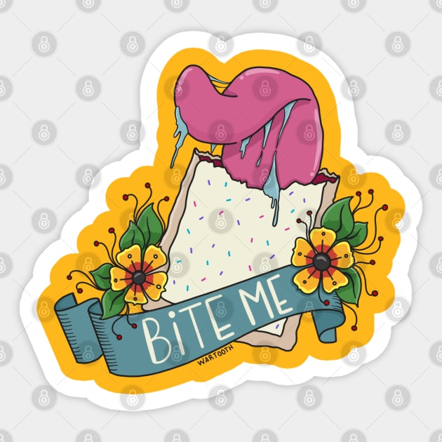 Bite Me - Poptart Vintage Tattoo Sticker by wartoothdesigns